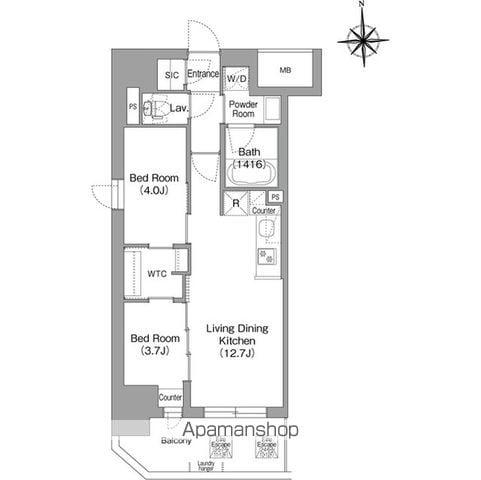 コンフォリア・リヴ博労町一丁目Q(2LDK/6階)の間取り写真