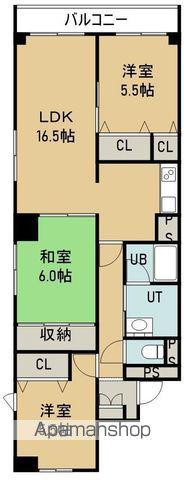 グランディア函館(3LDK/3階)の間取り写真