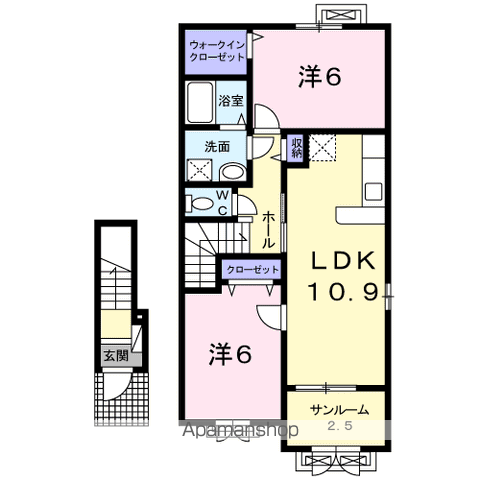 サンライズスクエアⅠ(2LDK/2階)の間取り写真