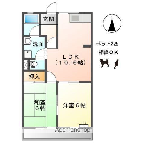 サンハイツⅠ(2LDK/1階)の間取り写真