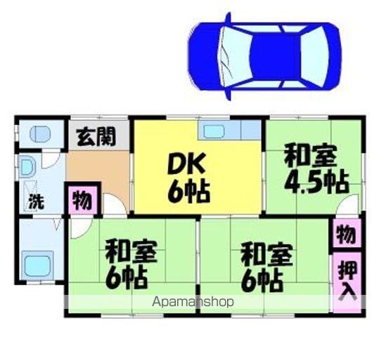 伊予鉄道横河原線 北久米駅 徒歩3分 1階建 築54年(3DK)の間取り写真