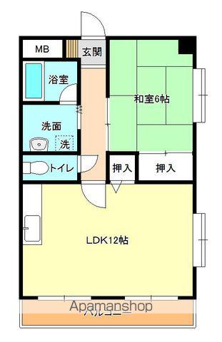 シャインパレス河東(1LDK/2階)の間取り写真