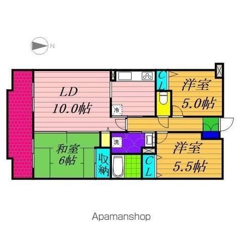 バルベリーニ東船橋(3LDK/2階)の間取り写真