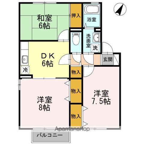 グレイス・クレセントB(3DK/1階)の間取り写真