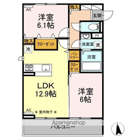 ミクストⅡ(2LDK/3階)の間取り写真
