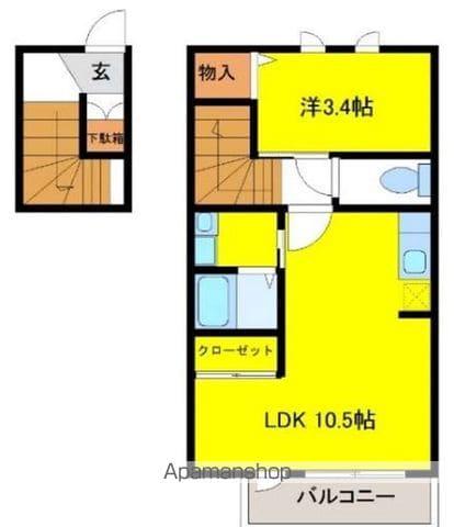 MONTER(1LDK/2階)の間取り写真