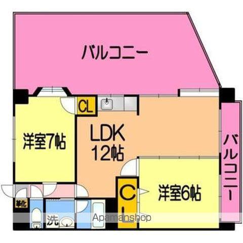 プレジデント下荒田(2LDK/4階)の間取り写真