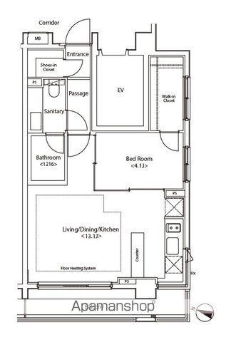 カスタリア新宿夏目坂(1LDK/5階)の間取り写真