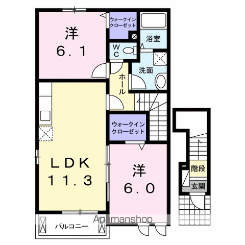 ガーデンハウスⅡ(2LDK/2階)の間取り写真