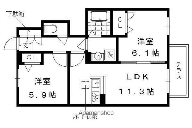 京洛舎木野(2LDK/1階)の間取り写真