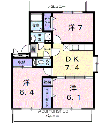 ランデックス(3DK/3階)の間取り写真