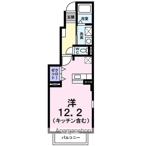 ベル ソレイユ(ワンルーム/1階)の間取り写真