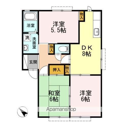 ミーツハオスK B棟(3DK/2階)の間取り写真