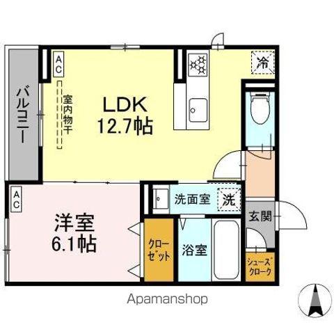 DーROOM小田原2丁目B(1LDK/3階)の間取り写真