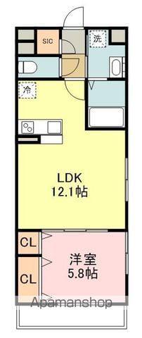 アビタシオン小田原長丁通(1LDK/1階)の間取り写真