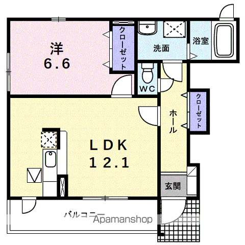 メゾンラダー(1LDK/1階)の間取り写真