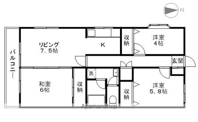 アパルトマン上松(3LDK/1階)の間取り写真
