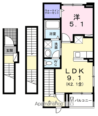 ブリュームⅠ(1LDK/3階)の間取り写真