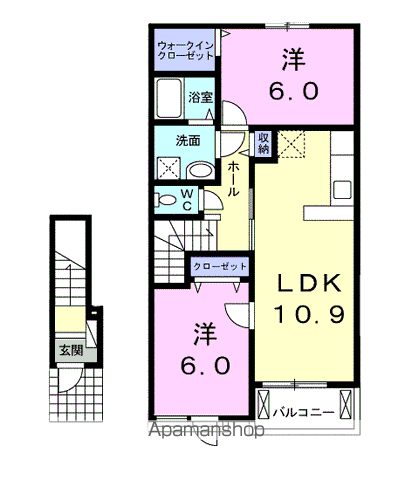 ピーメイルB(2LDK/2階)の間取り写真