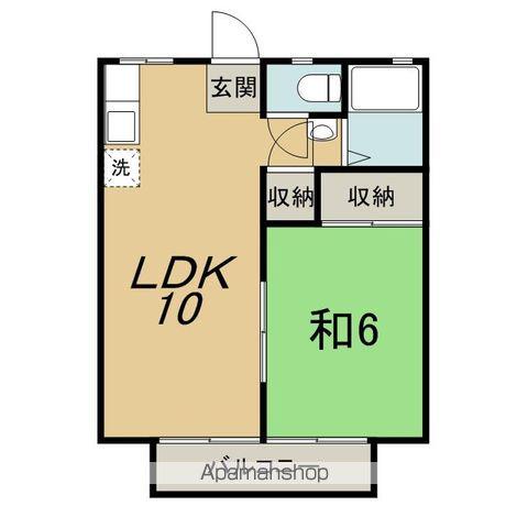 富士ハイツD(1LDK/2階)の間取り写真