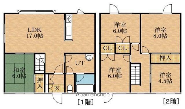 札沼線 あいの里教育大駅 徒歩7分 2階建 築39年(5LDK)の間取り写真