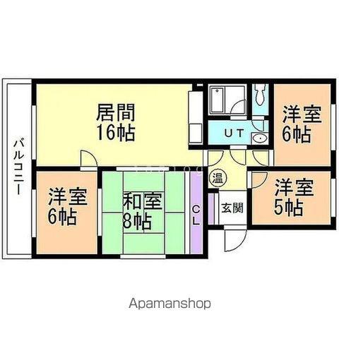 銭函グランドハイツ(4LDK/3階)の間取り写真