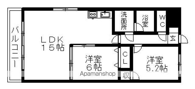 クレアートノムラ(2LDK/6階)の間取り写真