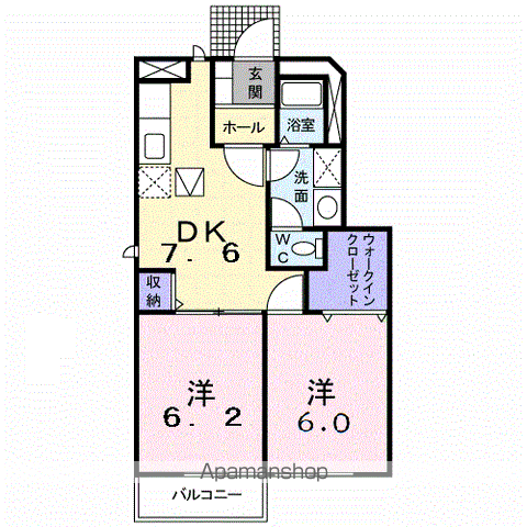 サンセール(2DK/1階)の間取り写真