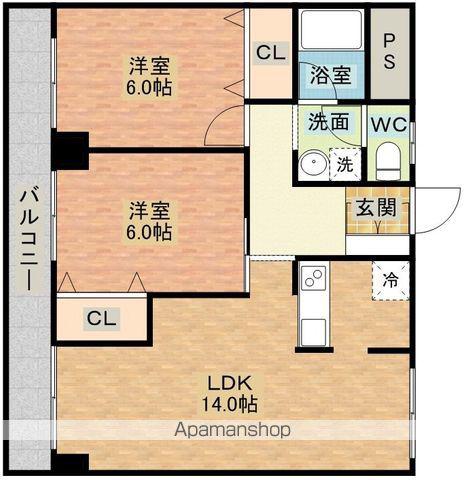 森田ビル(2LDK/4階)の間取り写真