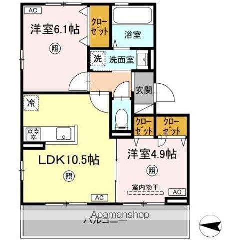 D-ROOM八王寺町(2LDK/2階)の間取り写真