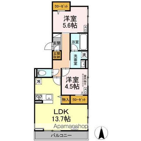 D-COMODO小金井貫井北町(2LDK/2階)の間取り写真