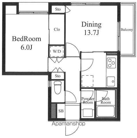 渋谷本町マンション(1LDK/1階)の間取り写真