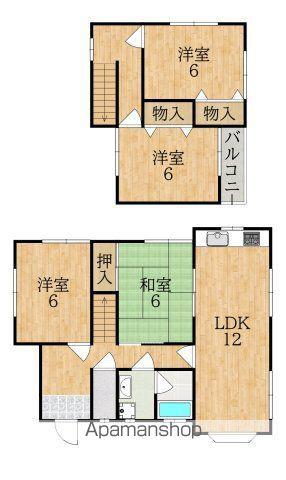 近鉄難波・奈良線 学園前駅(奈良) バス乗車時間：8分 千代ヶ丘１丁目バス停で下車 徒歩4分 2階建 築33年(4LDK)の間取り写真