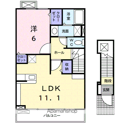 ぱしむ ふろーりら(1LDK/2階)の間取り写真