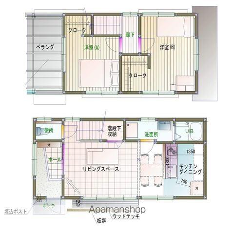福塩線 福山駅 徒歩60分 2階建 築41年(2LDK)の間取り写真