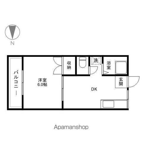 北条ライブタウンB(1DK/2階)の間取り写真