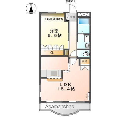 ガーデン鏡池(1LDK/4階)の間取り写真