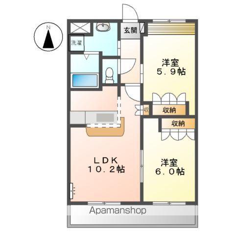 グレイスヴィラ(2LDK/2階)の間取り写真