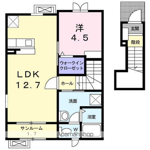 上越新幹線 新潟駅 バス乗車時間：12分 上所小学校前バス停で下車 徒歩11分 2階建 築11年(1LDK/2階)の間取り写真