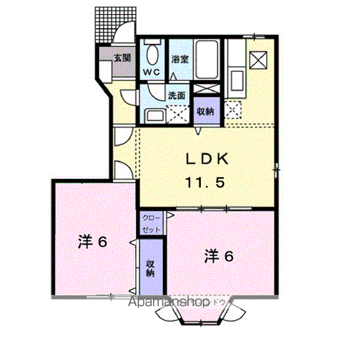 ラヴィリントスB(2LDK/1階)の間取り写真
