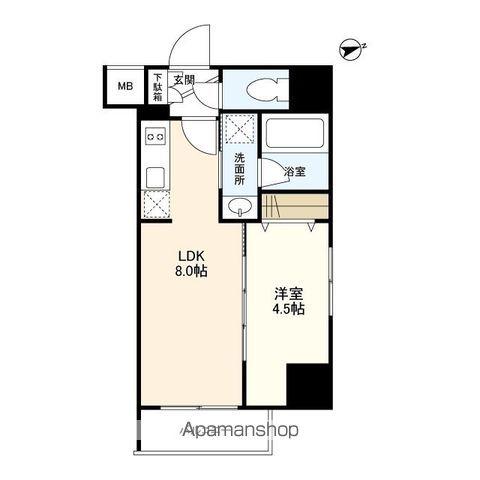 ミュプレ恵比寿(1LDK/6階)の間取り写真