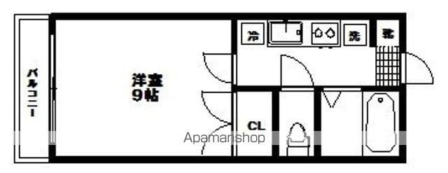 セレーノ国見(1K/2階)の間取り写真
