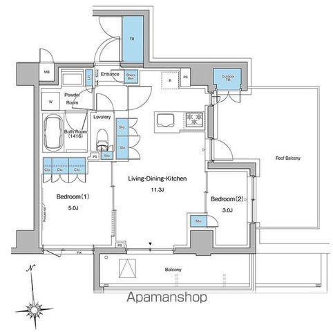 ルフォンプログレ中野坂上(2LDK/6階)の間取り写真