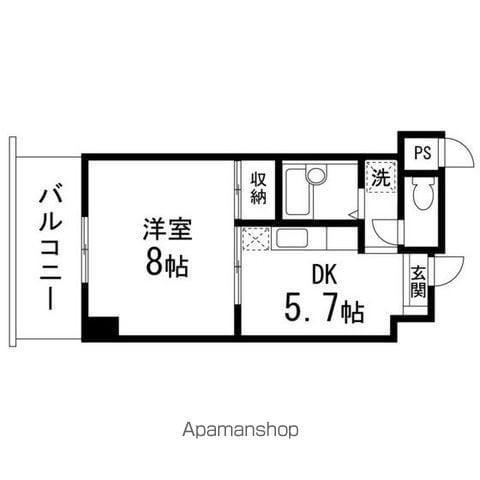 YSKコーポ卸町(1DK/8階)の間取り写真
