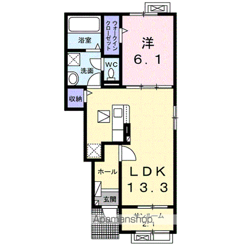 ベルーア(1LDK/1階)の間取り写真