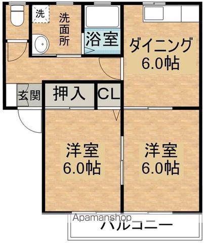 グリーンコーポ南横市(2DK/2階)の間取り写真
