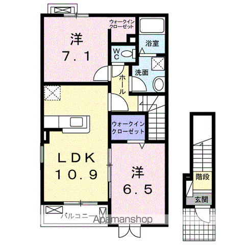 ピュアアクティブⅠ(2LDK/2階)の間取り写真