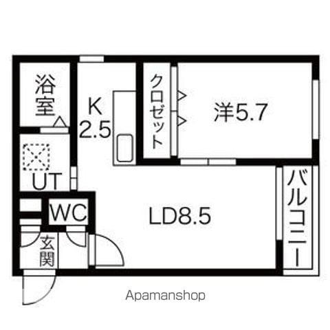POLARISⅢ(1LDK/2階)の間取り写真