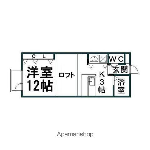 パセオ常盤B(1K/2階)の間取り写真