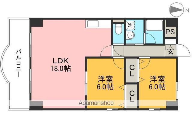 リップルガーデンⅡ(2LDK/4階)の間取り写真